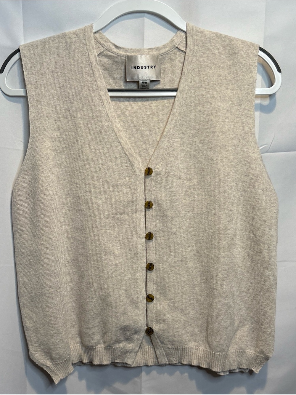 INDUSTRY Cream V-Neck Button Front Sweater Vest